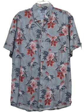 Coastal Beachy Hawaiian-inspired IZOD Saltwater Short-sleeved Shirt Men's XL